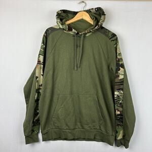 Under Armour Rival Camo Blocked Hoodie Sweatshirt Green 1380259 Men's Size L
